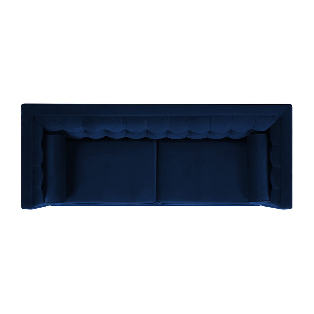 84" Navy Blue Velvet Tufted Sofa I394488