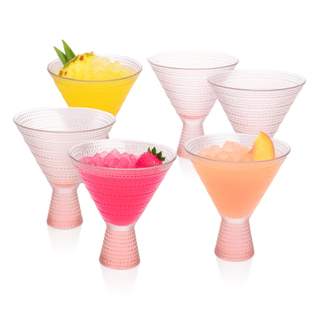 Pink & Clear 9oz Set of 6 Martini Glasses A59300