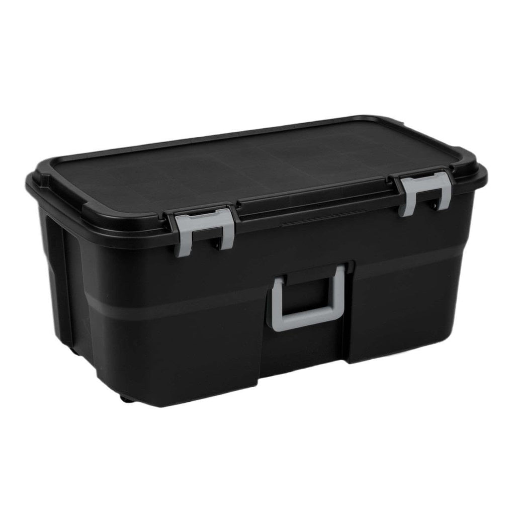 22 Gallon Black Wheeled Plastic Storage Trunk O77298