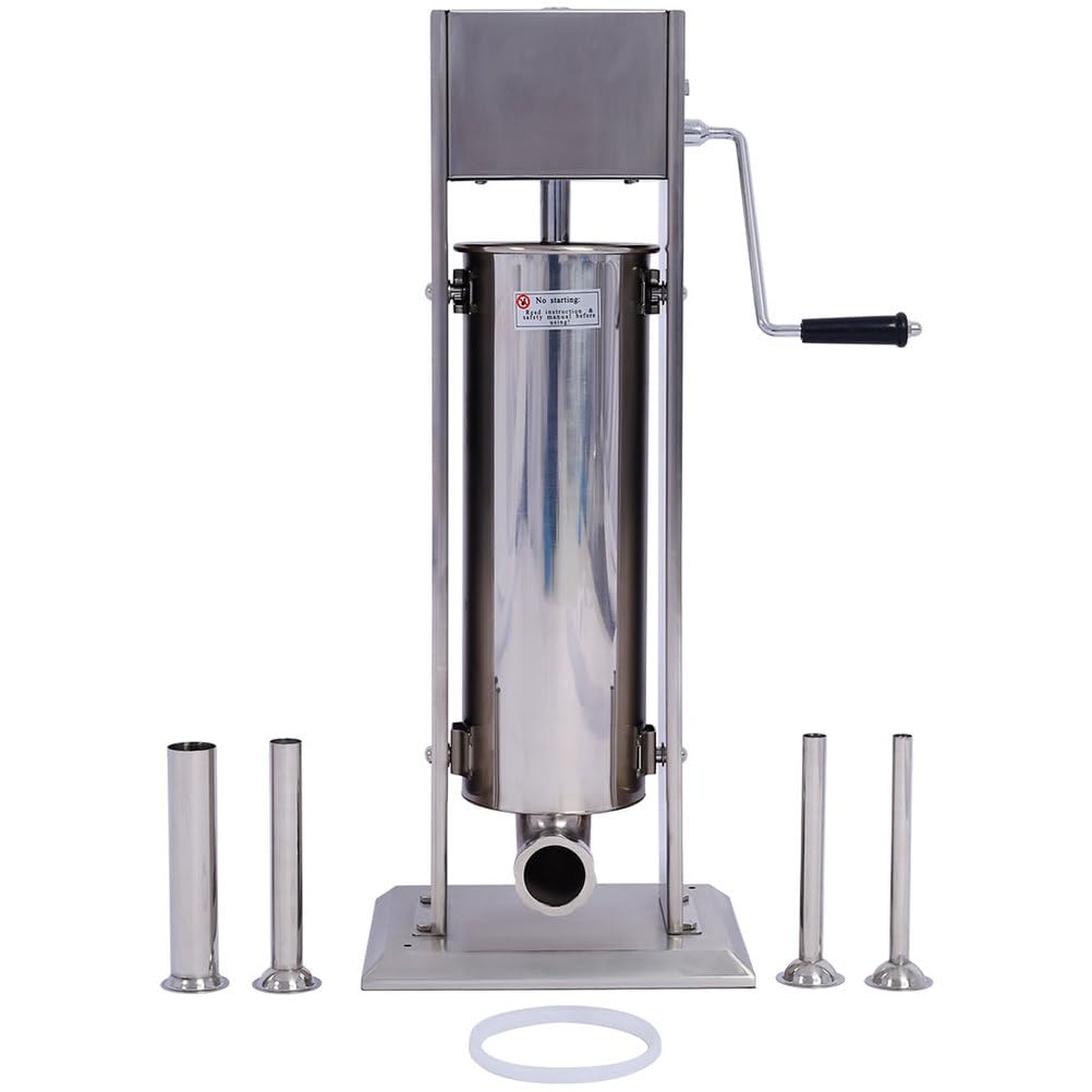 7L Stainless Steel Vertical Sausage Stuffer with 4 Stuffing Tubes R299813