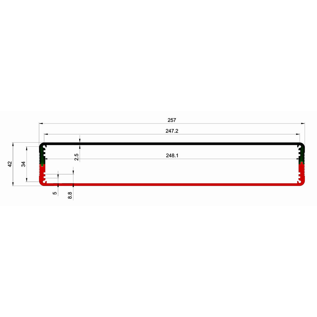 Aluminum Amplifier Chassis 259 * 43 * 168mm Black M797