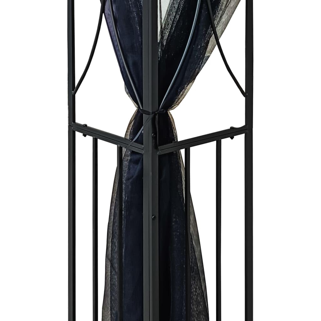Steel Gazebo with Mesh Sidewalls Double-Tiered Roof V7059