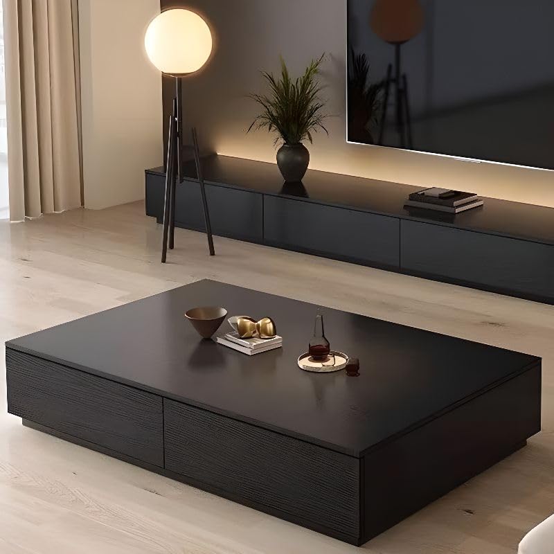 Black Wooden Coffee Table with Storage Drawers D1087