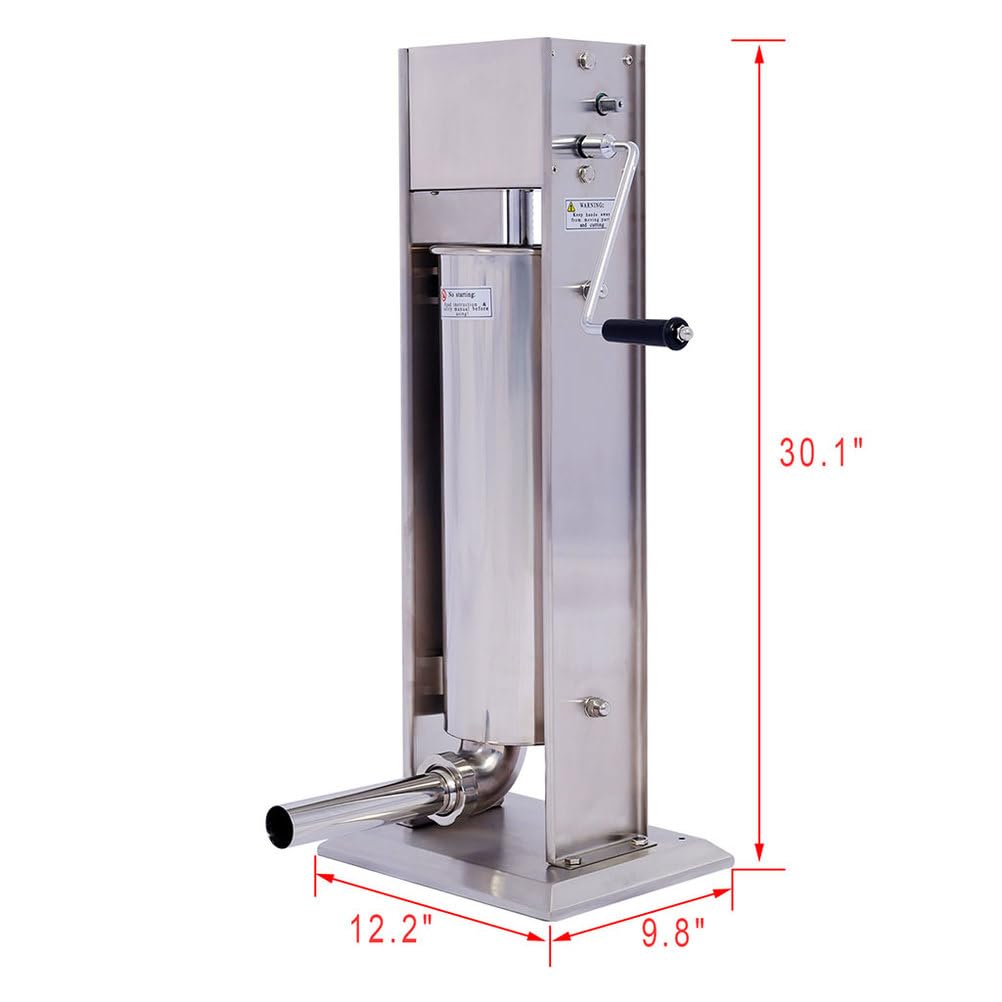 7L Stainless Steel Vertical Sausage Stuffer with 4 Stuffing Tubes R299813