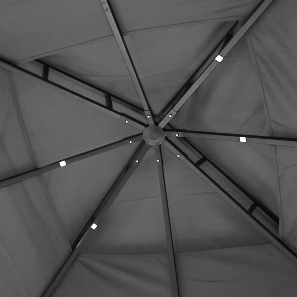 Steel Gazebo with Mesh Sidewalls Double-Tiered Roof V7059