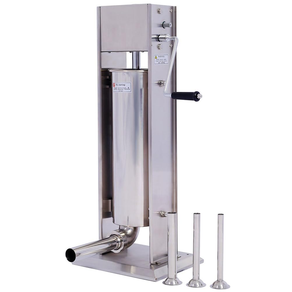 7L Stainless Steel Vertical Sausage Stuffer with 4 Stuffing Tubes R299813