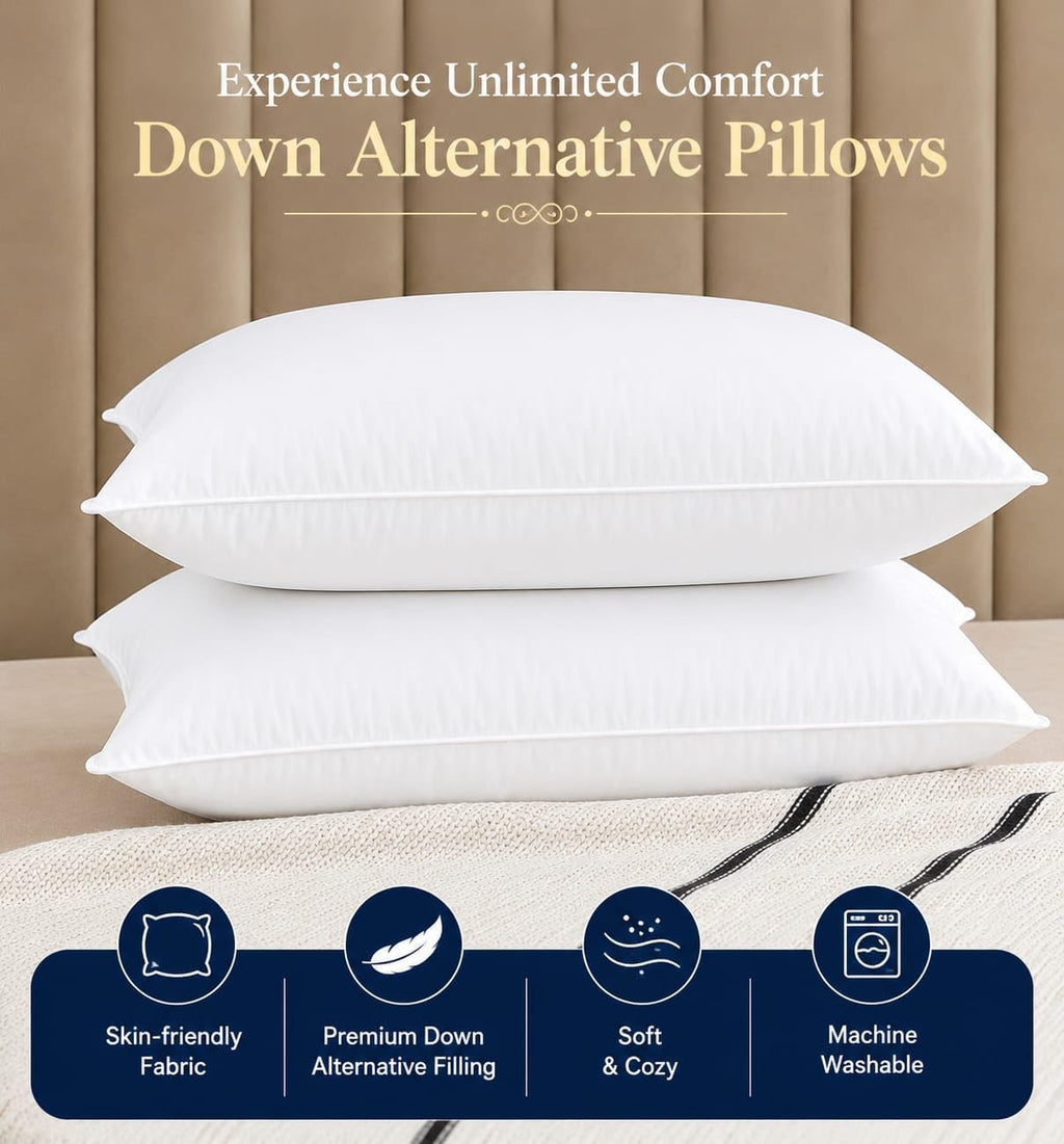 King Size White Microfiber Bed Pillows Set of 2 C7717