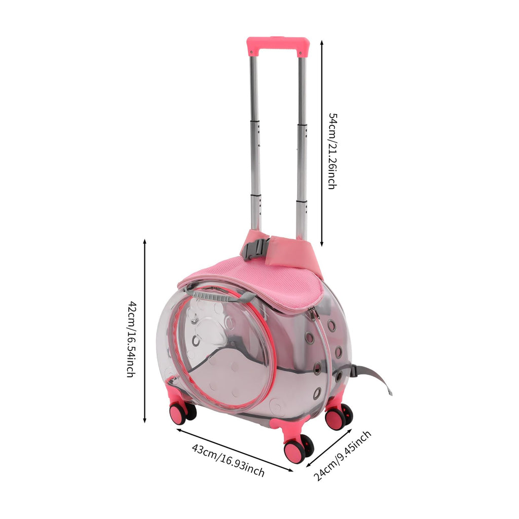 Pink Pet Trolley Case with Shock-Absorbing Wheels S9693
