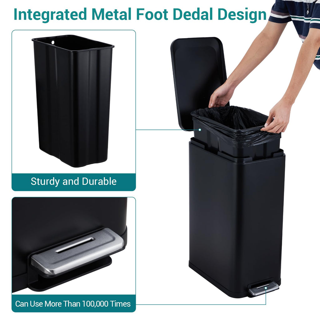 50L Slim Stainless Steel Trash Can with Lid G794