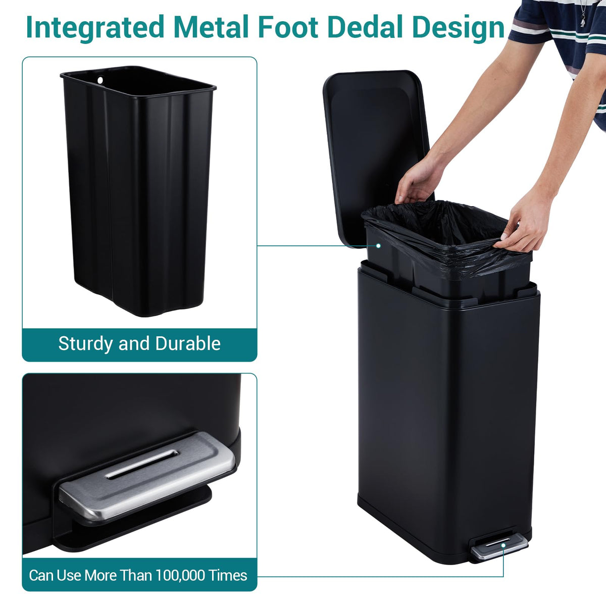 50L Slim Stainless Steel Trash Can with Lid G794