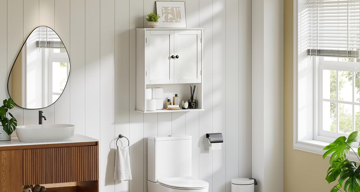 30" x 24" White Wooden Bathroom Wall Cabinet S683937