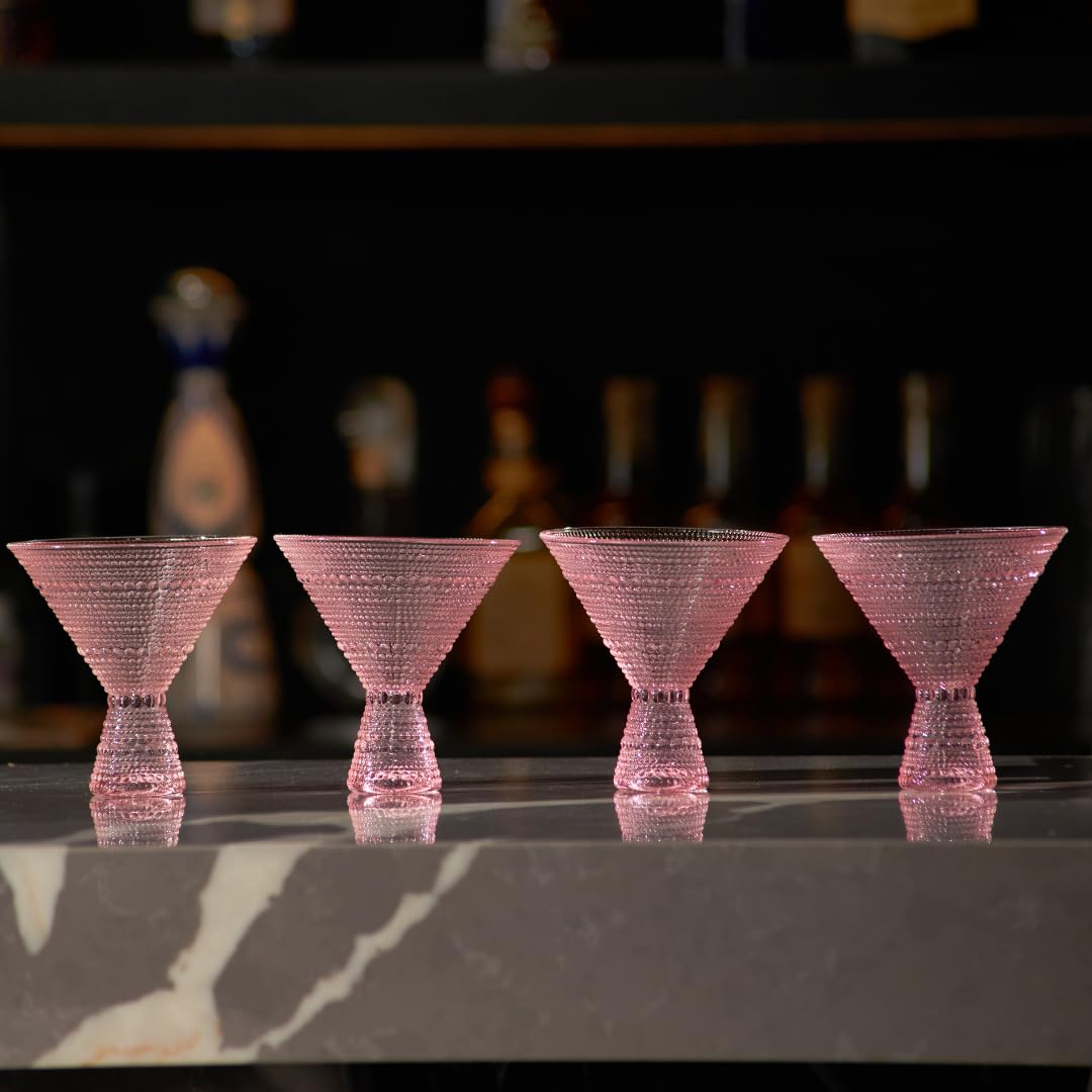 Pink & Clear 9oz Set of 6 Martini Glasses A59300