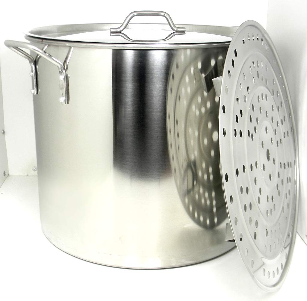 60 Quart Stainless Steel Stock Pot with Rack & Lid L9086