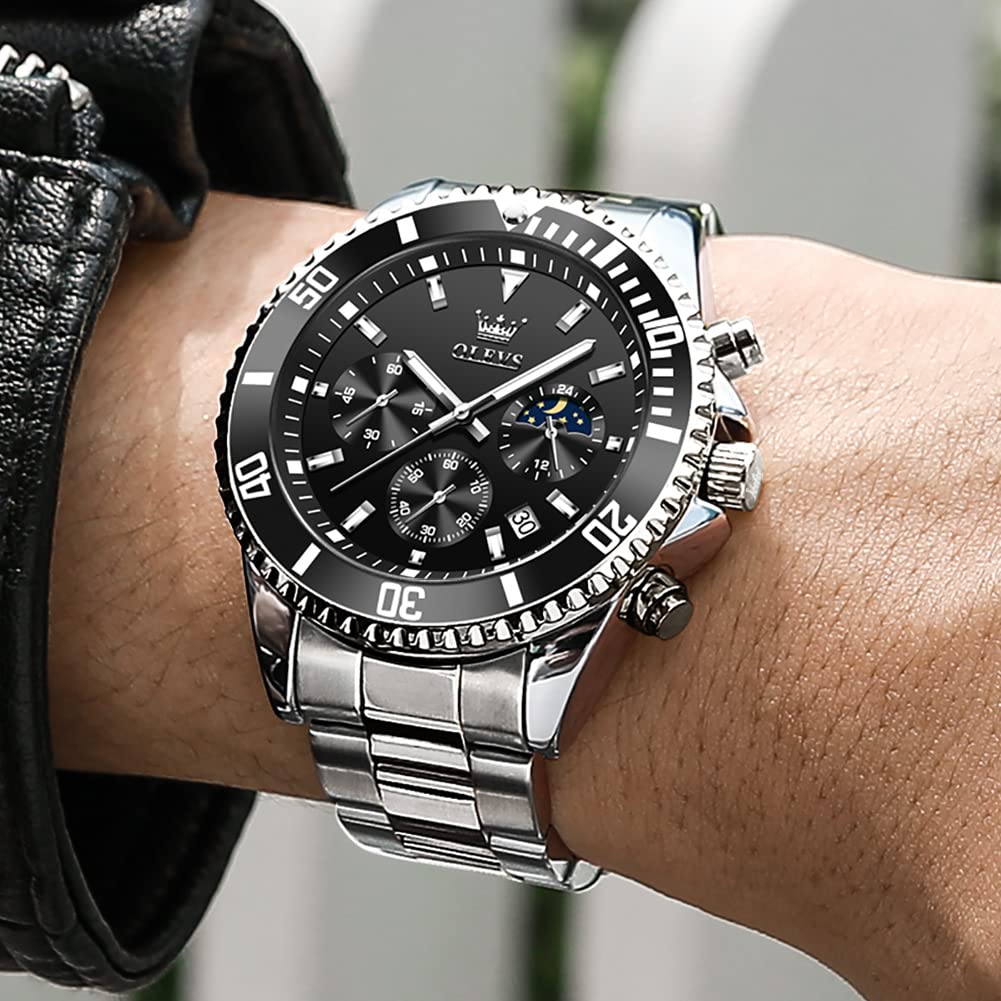 Stainless Steel Analog Quartz Chronograph Waterproof Luminous Watch U249