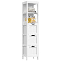 56" Tall Narrow White Bathroom Storage Cabinet with 3 Drawers D70302