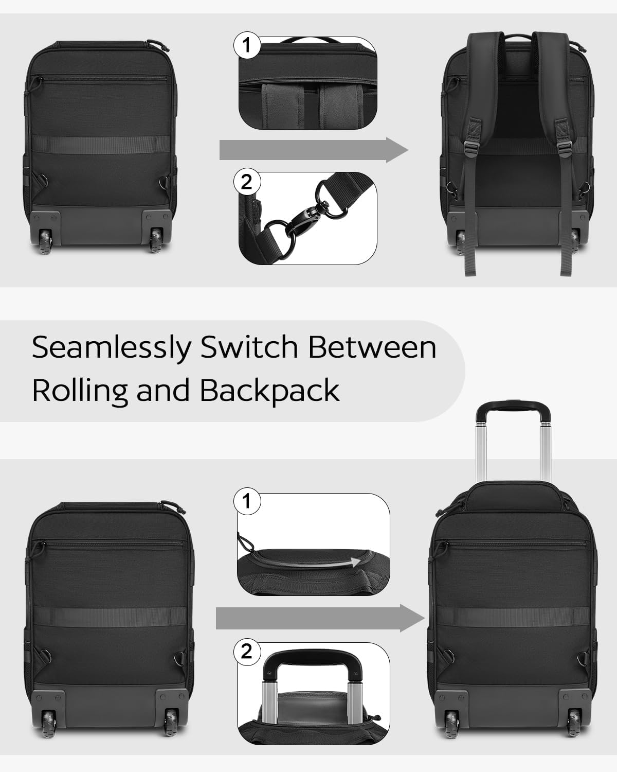 Rolling Wheeled Laptop Backpack I563
