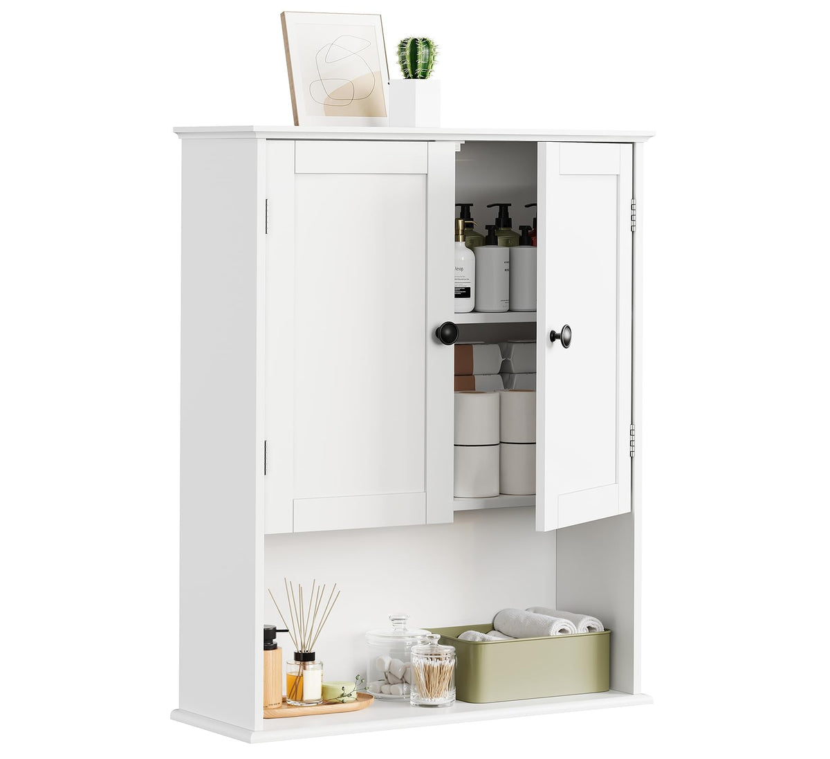 30" x 24" White Wooden Bathroom Wall Cabinet S683937