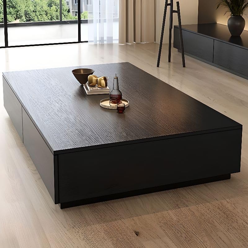 Black Wooden Coffee Table with Storage Drawers D1087