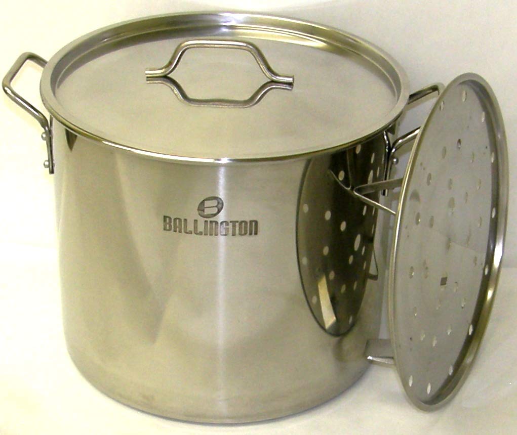 60 Quart Stainless Steel Stock Pot with Rack & Lid L9086