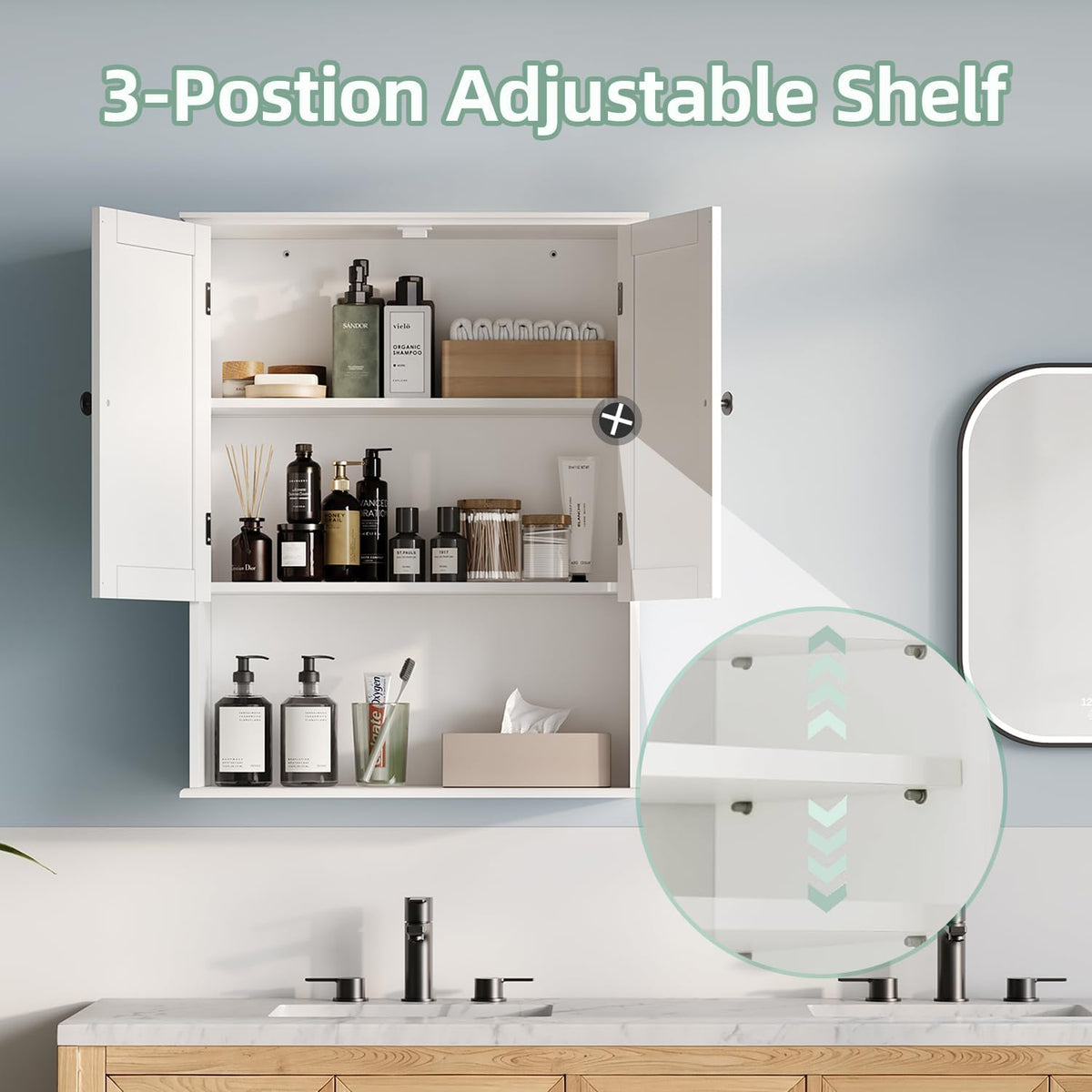 30" x 24" White Wooden Bathroom Wall Cabinet S683937