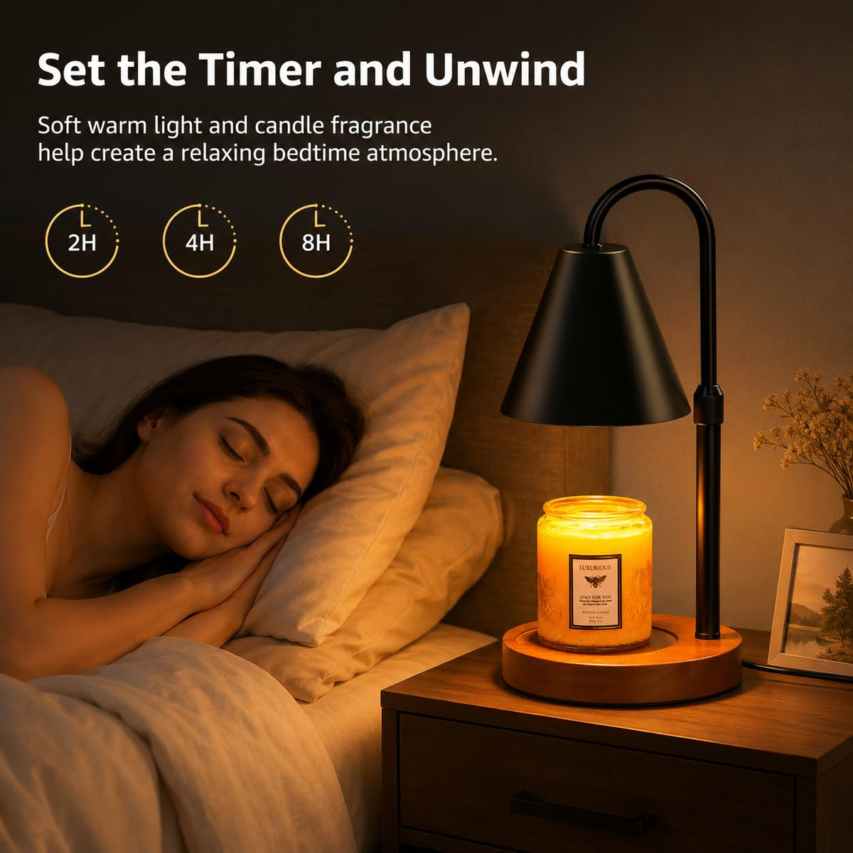 Flameless Candle Warmer Lamp with Timer and Dimmer D34951