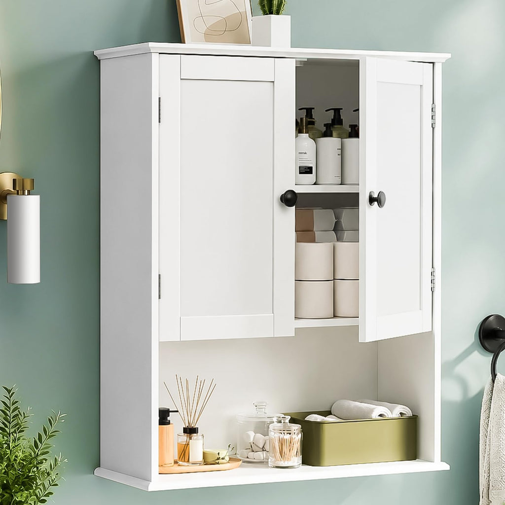 30" x 24" White Wooden Bathroom Wall Cabinet S683937