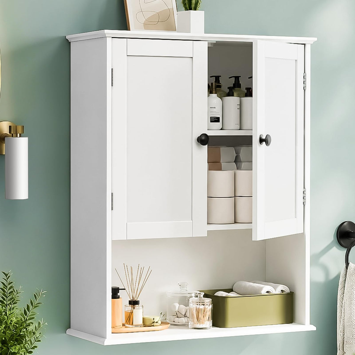 30" x 24" White Wooden Bathroom Wall Cabinet S683937