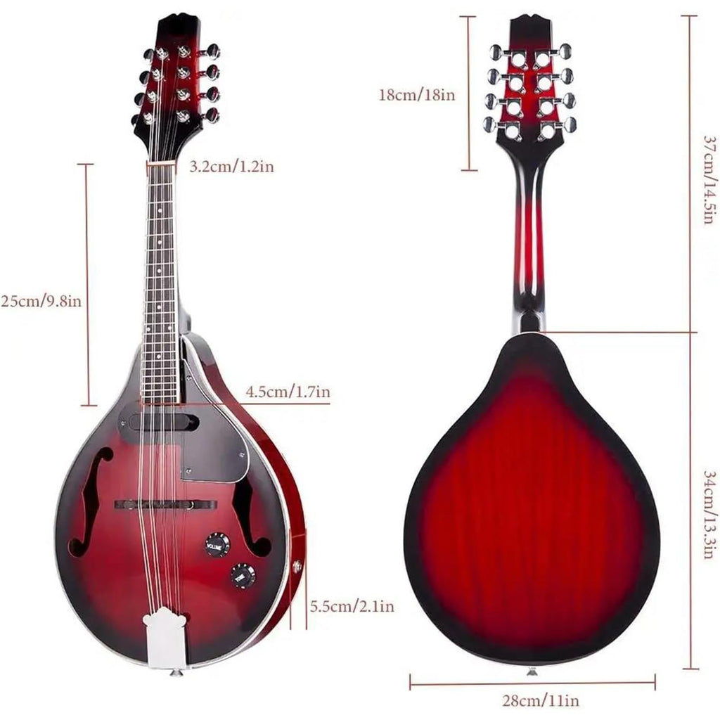 Red Sunburst Mahogany Wood A Style Acoustic Electric Mandolin N3961