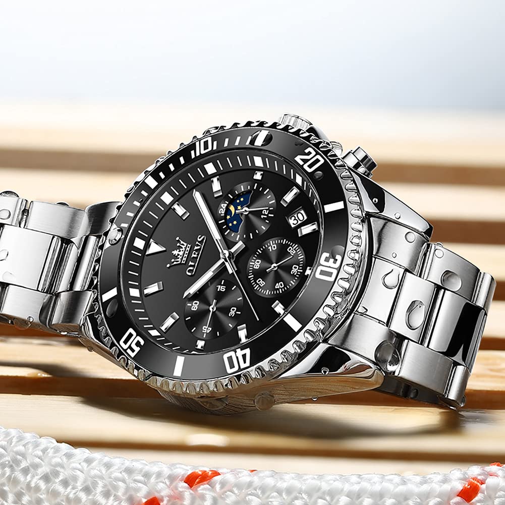 Stainless Steel Analog Quartz Chronograph Waterproof Luminous Watch U249