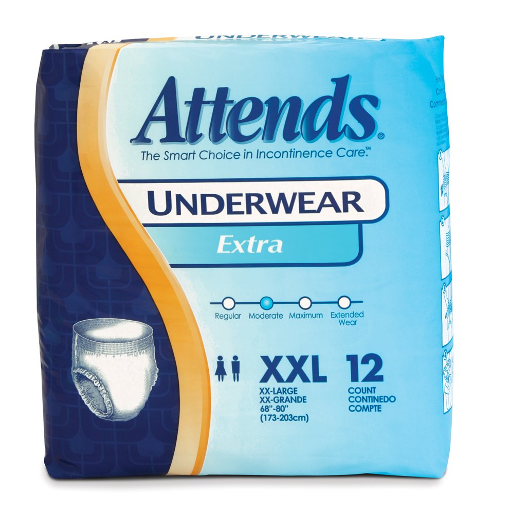 Incontinence Care Underwear for Adults XXL 12 Count Pack of 4 E5998