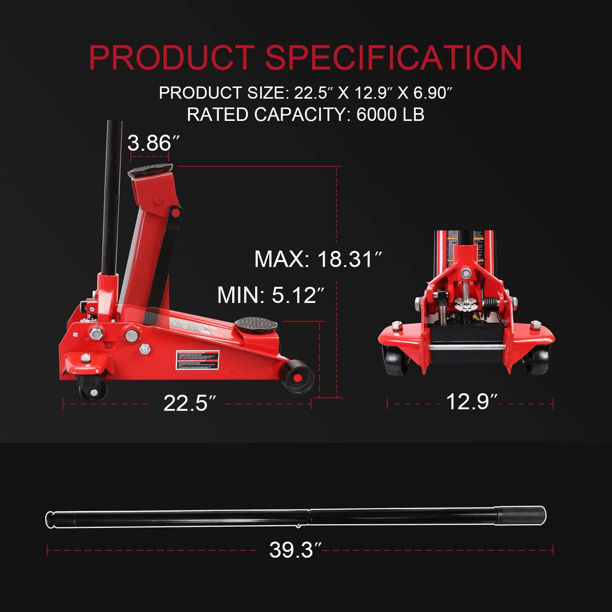 3-Ton Heavy Duty Hydraulic Floor Jack O58732