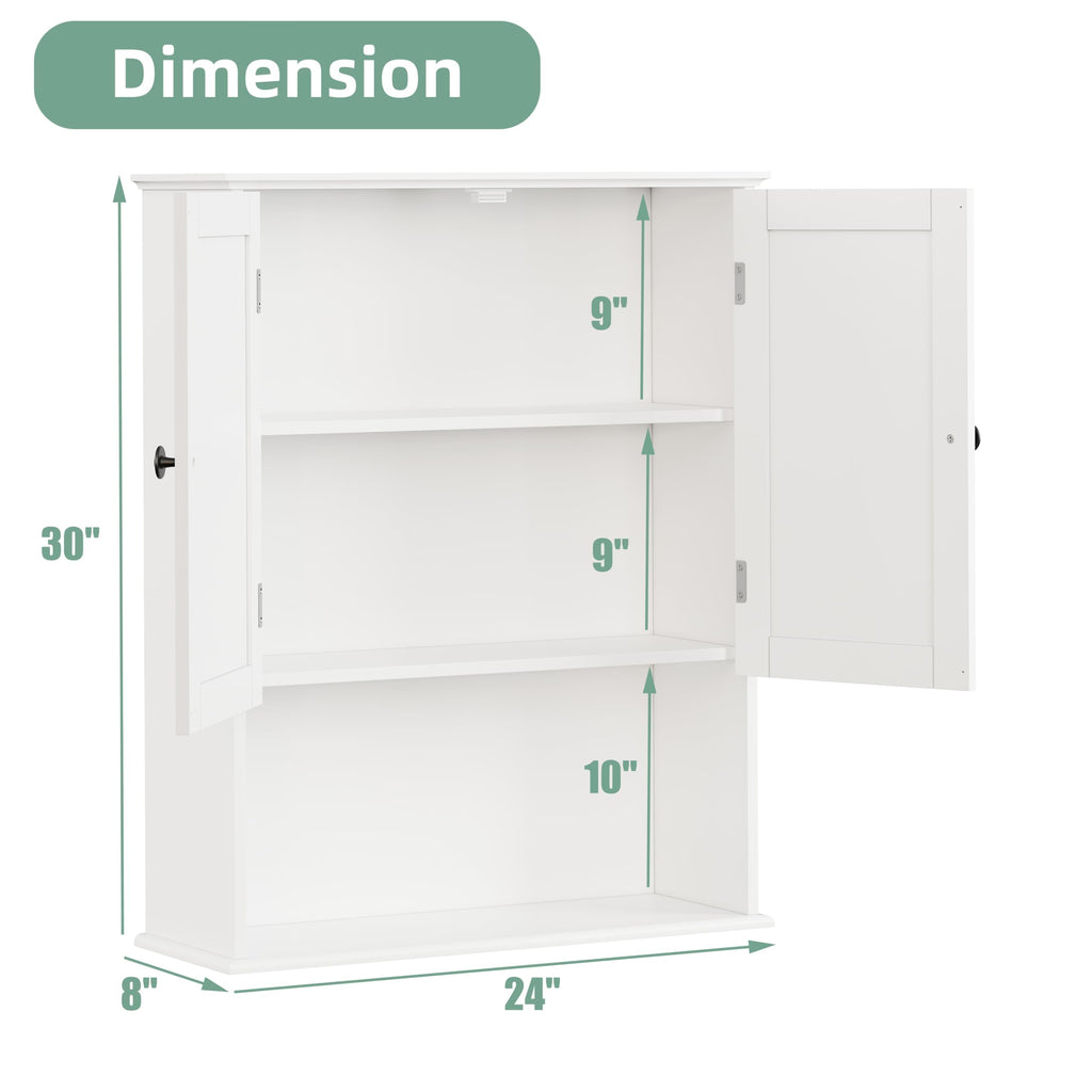 30" x 24" White Wooden Bathroom Wall Cabinet S683937