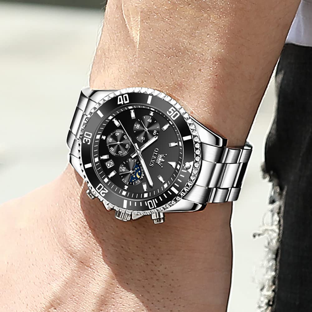 Stainless Steel Analog Quartz Chronograph Waterproof Luminous Watch U249