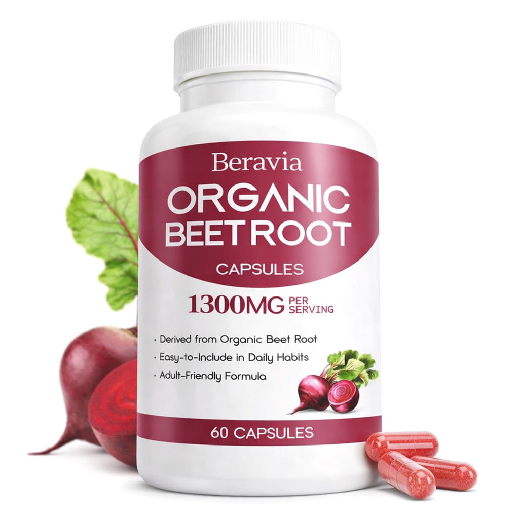 Organic Beet Root Capsules, 1300mg - 60 Capsules Q790
