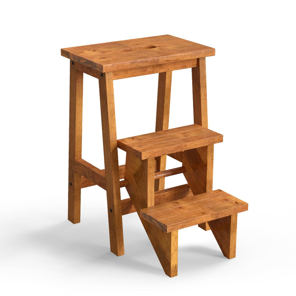 3 Tier Wood Step Ladder with Anti-Slip E6679