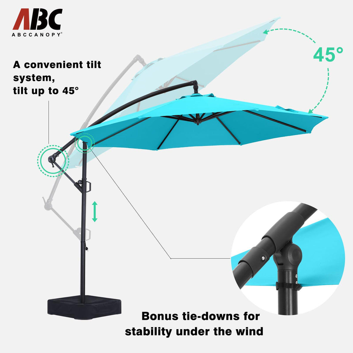 10FT Cantilever Umbrella with Base and Weights Bag Q23456