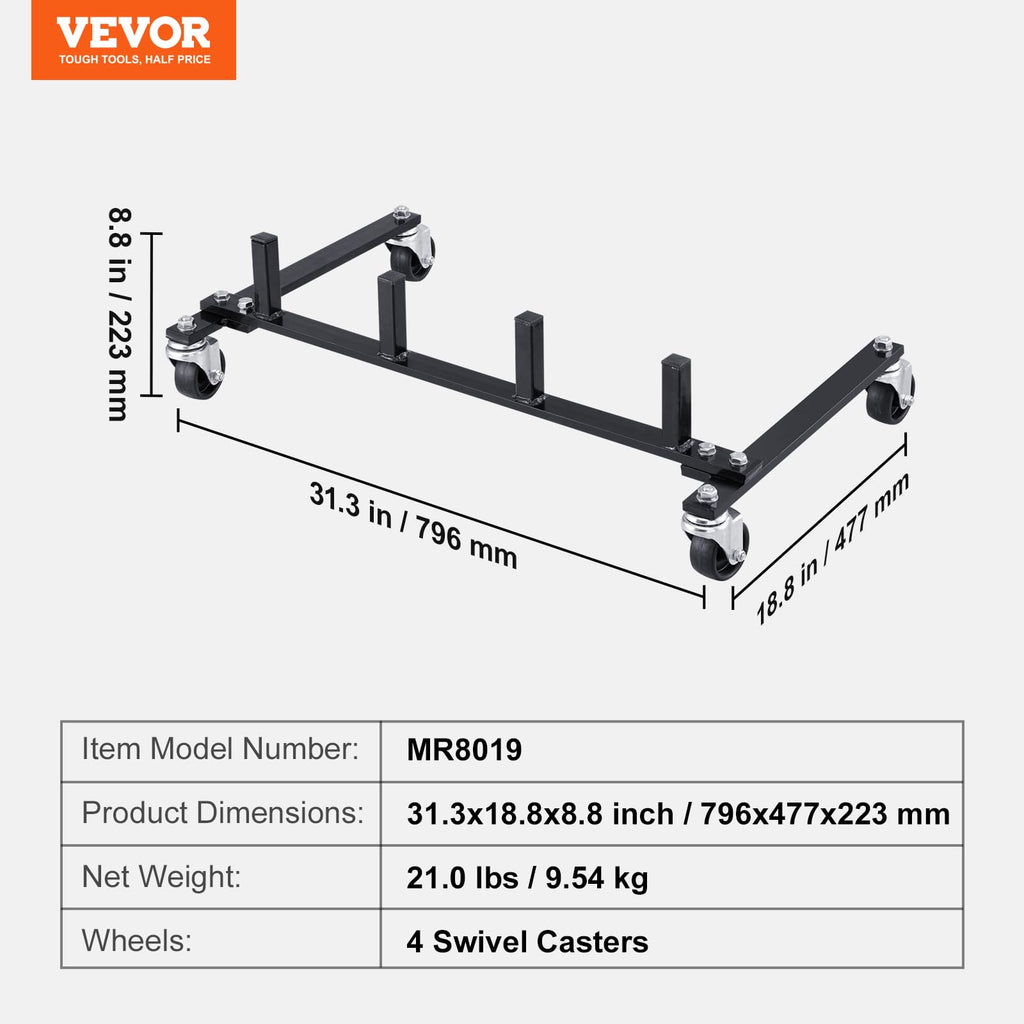 Car Dolly Rack with 360° Rotatable Wheels, 4-Dolly Capacity I5031
