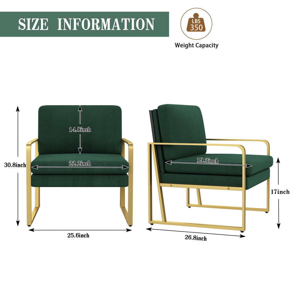 Velvet Accent Chair Set of 2 Green E6550