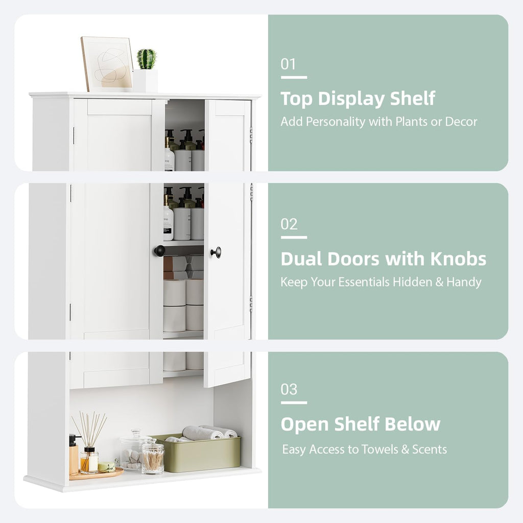30" x 24" White Wooden Bathroom Wall Cabinet S683937