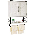 Medicine Cabinet with 2 Barn Door & Towel Bar Rack U727