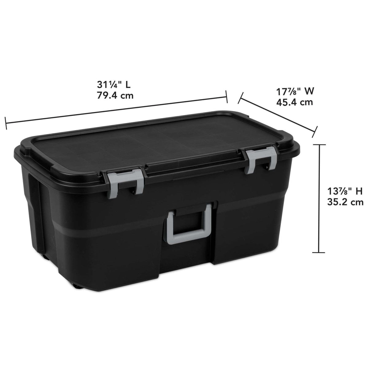 22 Gallon Black Wheeled Plastic Storage Trunk O77298