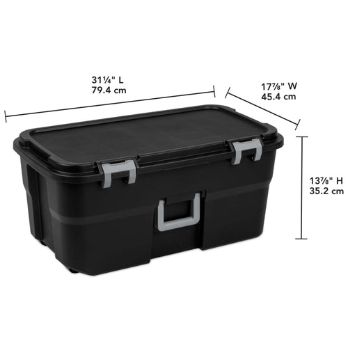 22 Gallon Black Wheeled Plastic Storage Trunk O77298