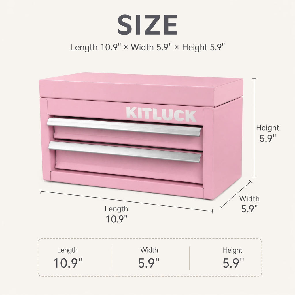 Pink 2-Drawer Metal Tool Box W322