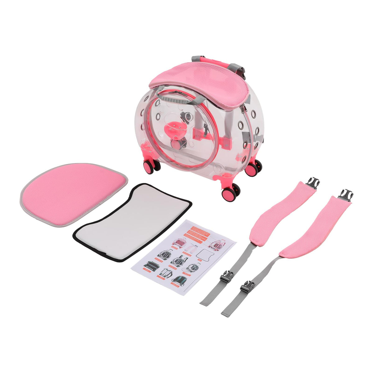 Pink Pet Trolley Case with Shock-Absorbing Wheels S9693