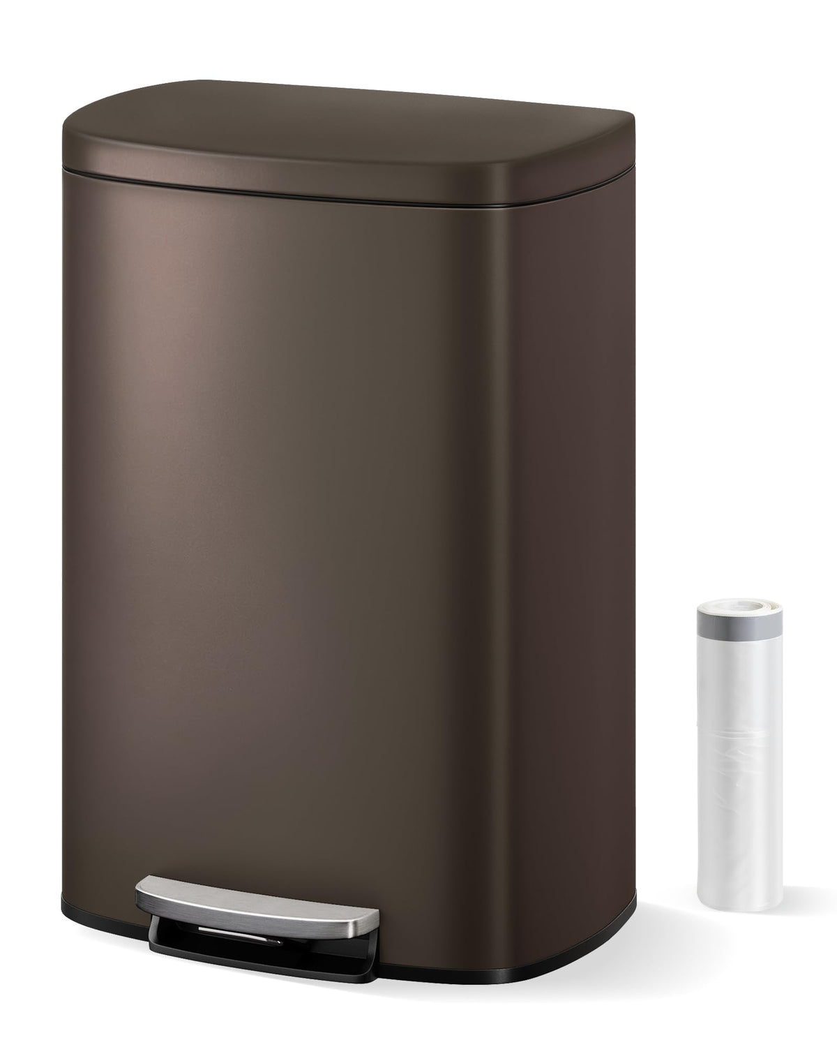 50L Stainless Steel Kitchen Step Trash Can with Soft-Close Lid Y1321