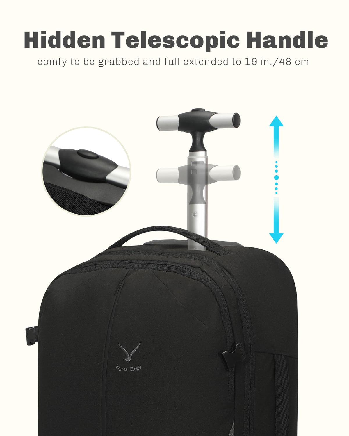 Rolling Backpack with Wheels 43L with Packing Cubes Set 6PC J485010
