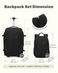 Rolling Backpack with Wheels 43L with Packing Cubes Set 6PC J485010
