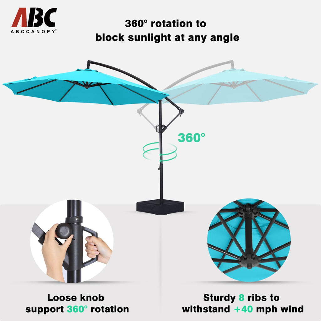 10FT Cantilever Umbrella with Base and Weights Bag Q23456