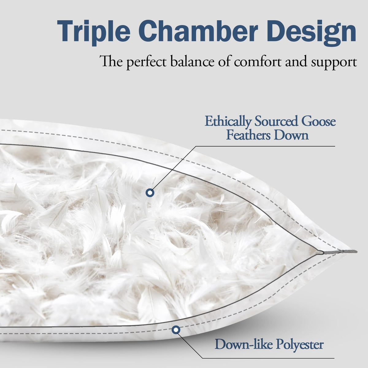 King Size Goose Feather Down Pillows Set of 2 X820