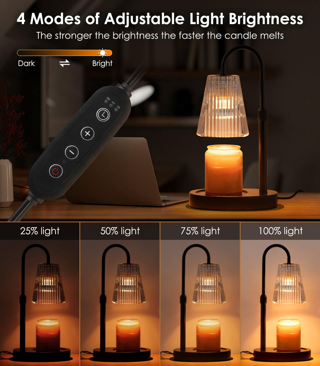 Electric Candle Warmer Lamp with Dimmer Adjustable Height Timer Glass O33098